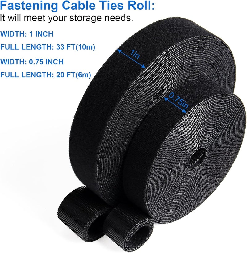 Oneleaf 2 Pack Fastening Cable Management Roll, Free Cutting Cable Straps, Double-Sided Hook and Loop Cable Ties Roll, Multi-Purpose Wire Management Tape for Home and Office - Image 2